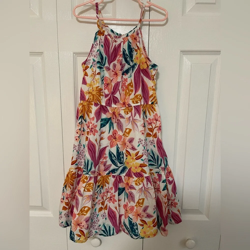 jumping beans Floral Halter Dress in Pink, Mustard & Teal